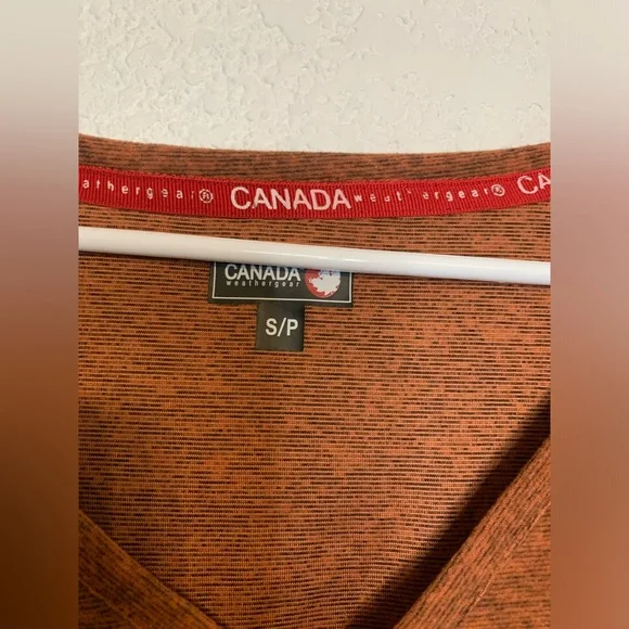 Canada Weathergear Womens Size Small Orange Activewear Long Sleeved Henley Shirt - Picture 2 of 8